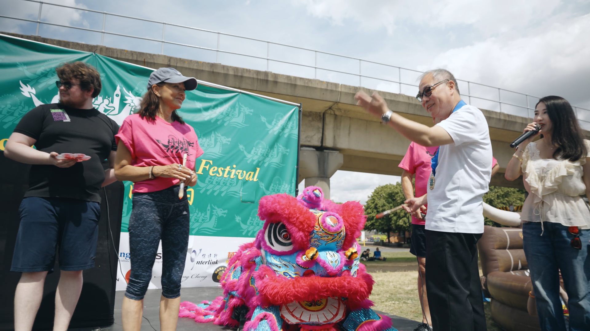 Lion dance eye dotting ceremony on the main stage